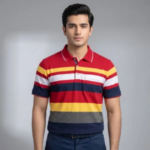 Men's Multi-Stripe Casual Polo Shirt