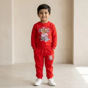 Boys red bear tracksuit