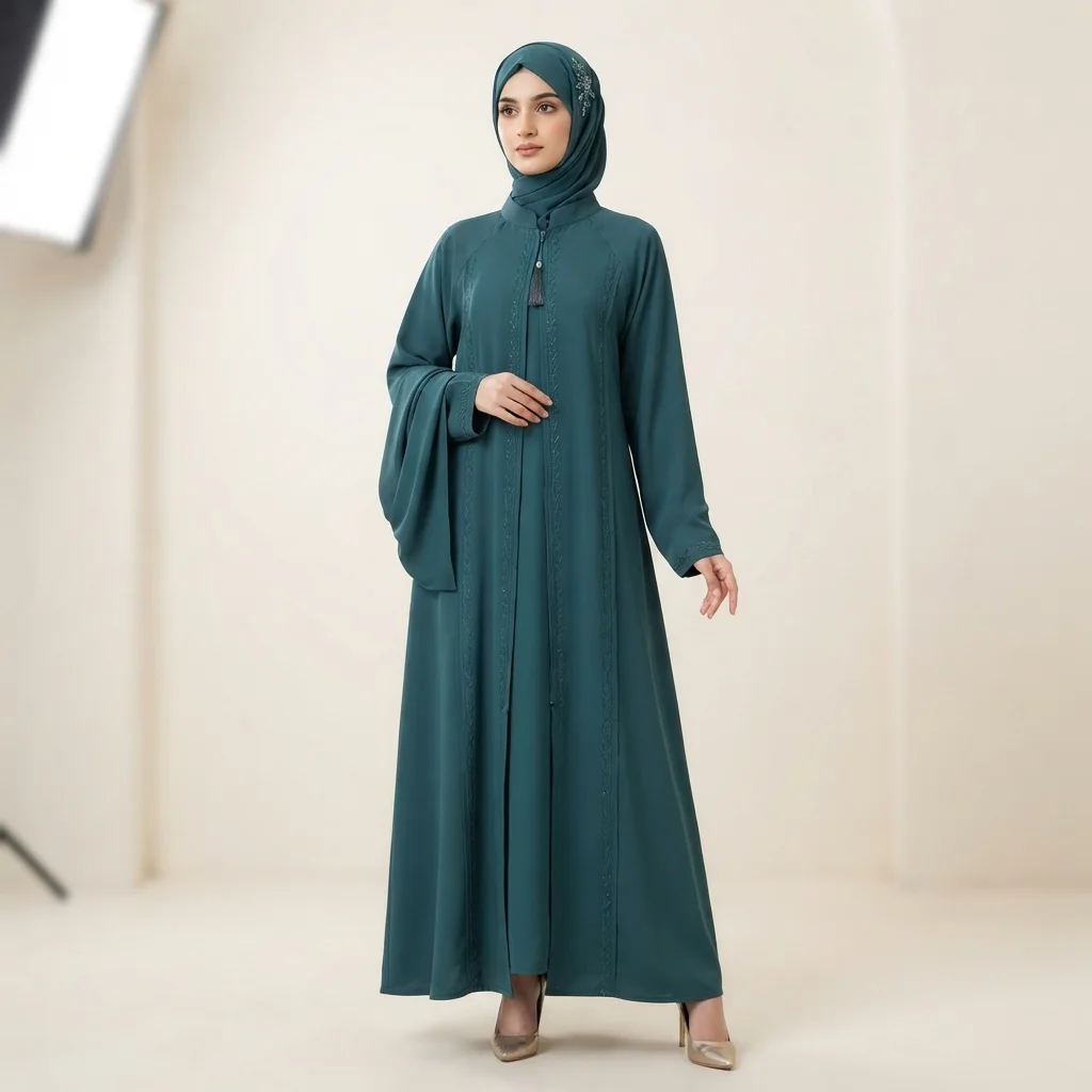 Elegant Teal Green Ladies Abaya Elegant Teal Green Ladies Abaya