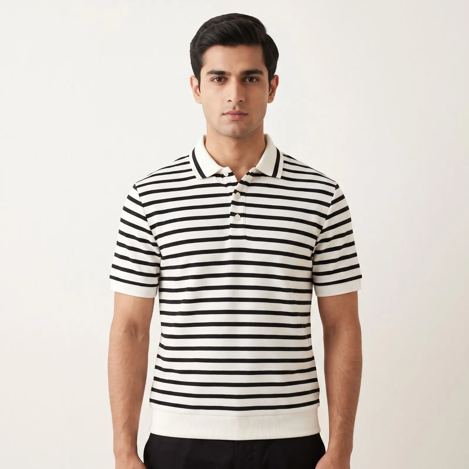 Men's Striped Balmain Polo Shirt Men's Striped Balmain Polo Shirt