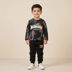 Boys Black Tie-Dye Graphic Outfit