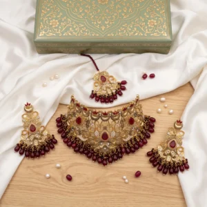 Deep Red Antique Bridal Choker Set