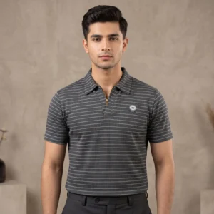 Men's grey zip polo