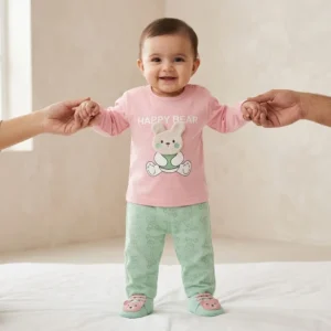 Baby Pink Happy Bear Shirt Pants Set