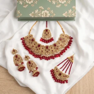 Ruby Red Antique Bridal Jewellery Set