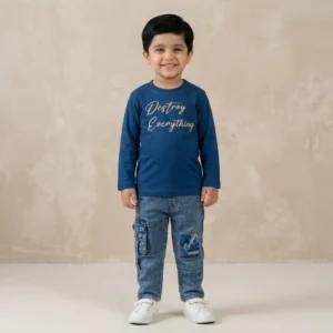 Boys blue graphic outfit