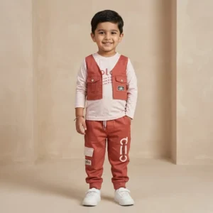 Boys rust vest outfit