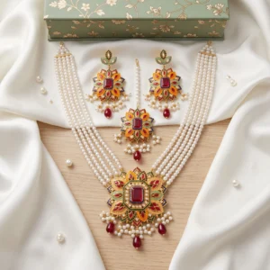 Multicolor Meenakari Pearl Mala Set