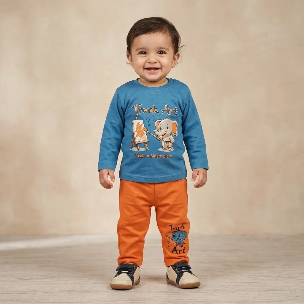 Boys Blue Elephant Graphic Set