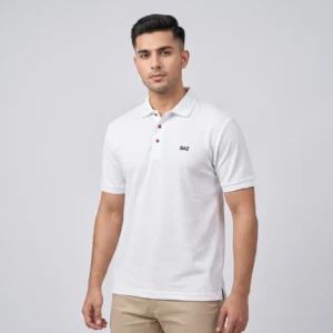 Men's white polo shirt