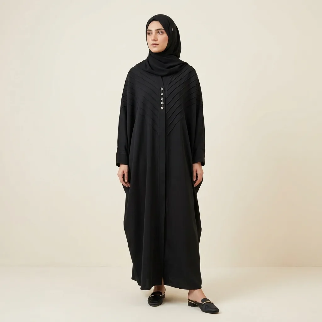 Elegant Black Pleated Abaya