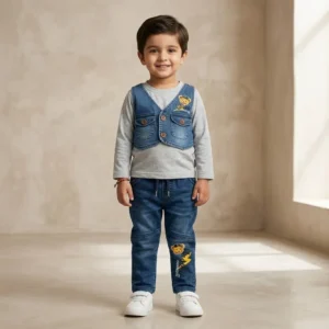 Boys denim vest set