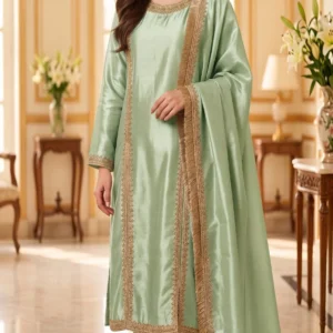 Mint Green Embroidered 3-Piece Suit