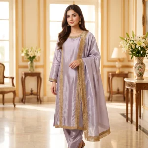 Lilac Embroidered 3-Piece Suit